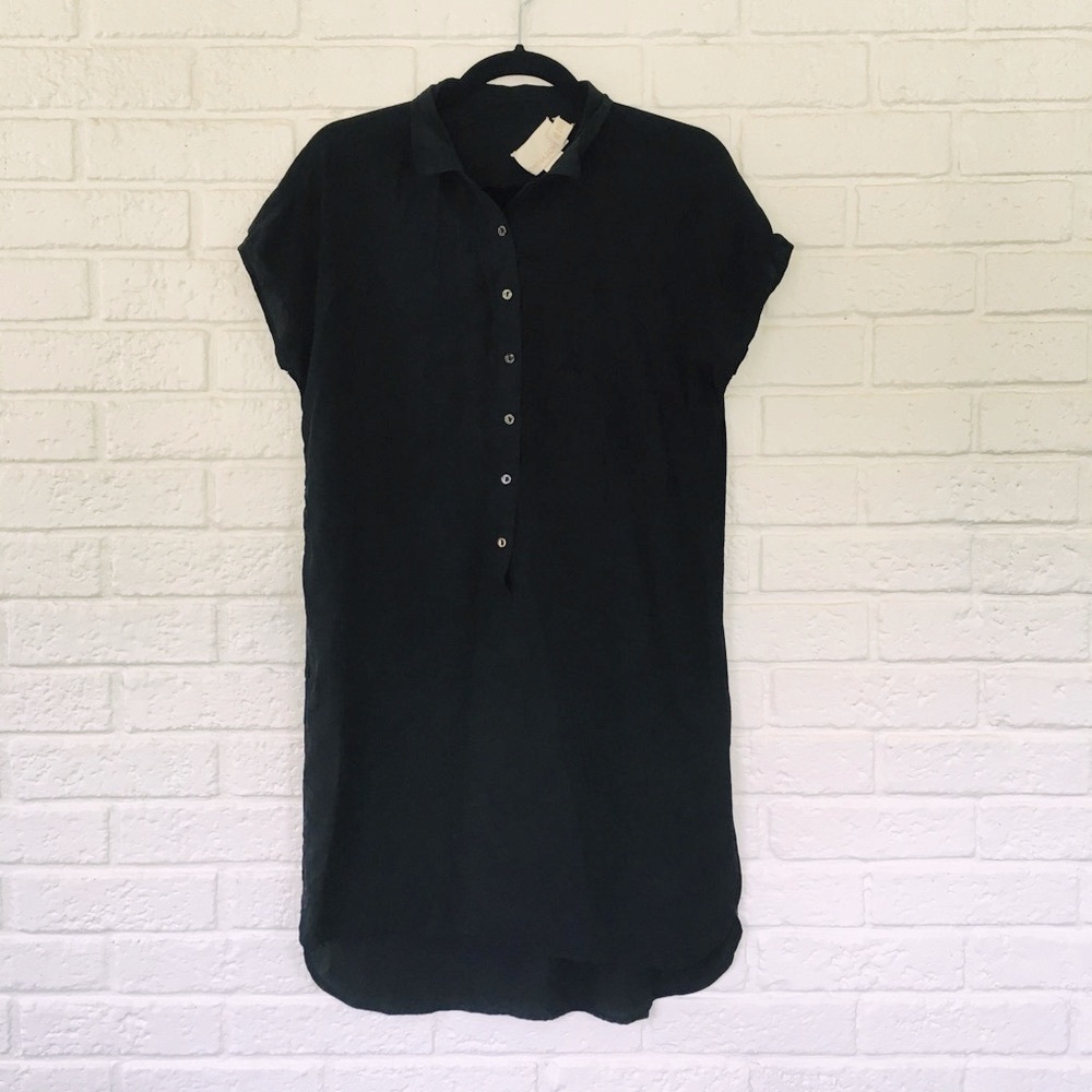 Cynthia Rowley black silk shirt dress